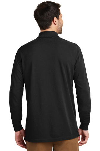 Cotton Long Sleeve Polo - Black & Charcoal