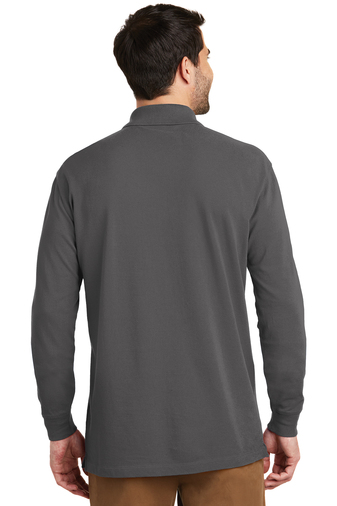 Cotton Long Sleeve Polo - Black & Charcoal