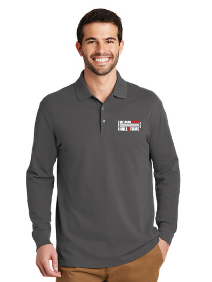 Cotton Long Sleeve Polo - Black & Charcoal