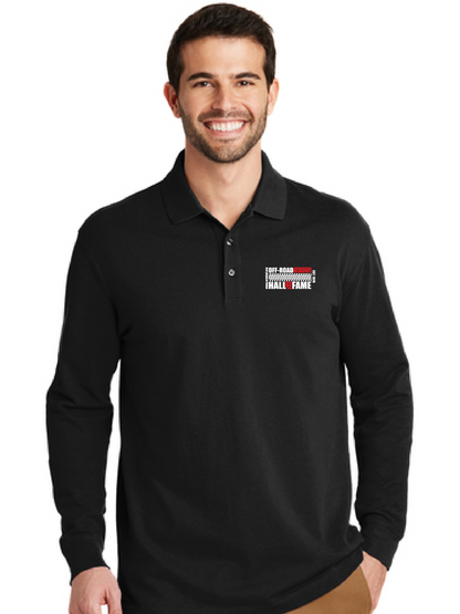 Cotton Long Sleeve Polo - Black & Charcoal